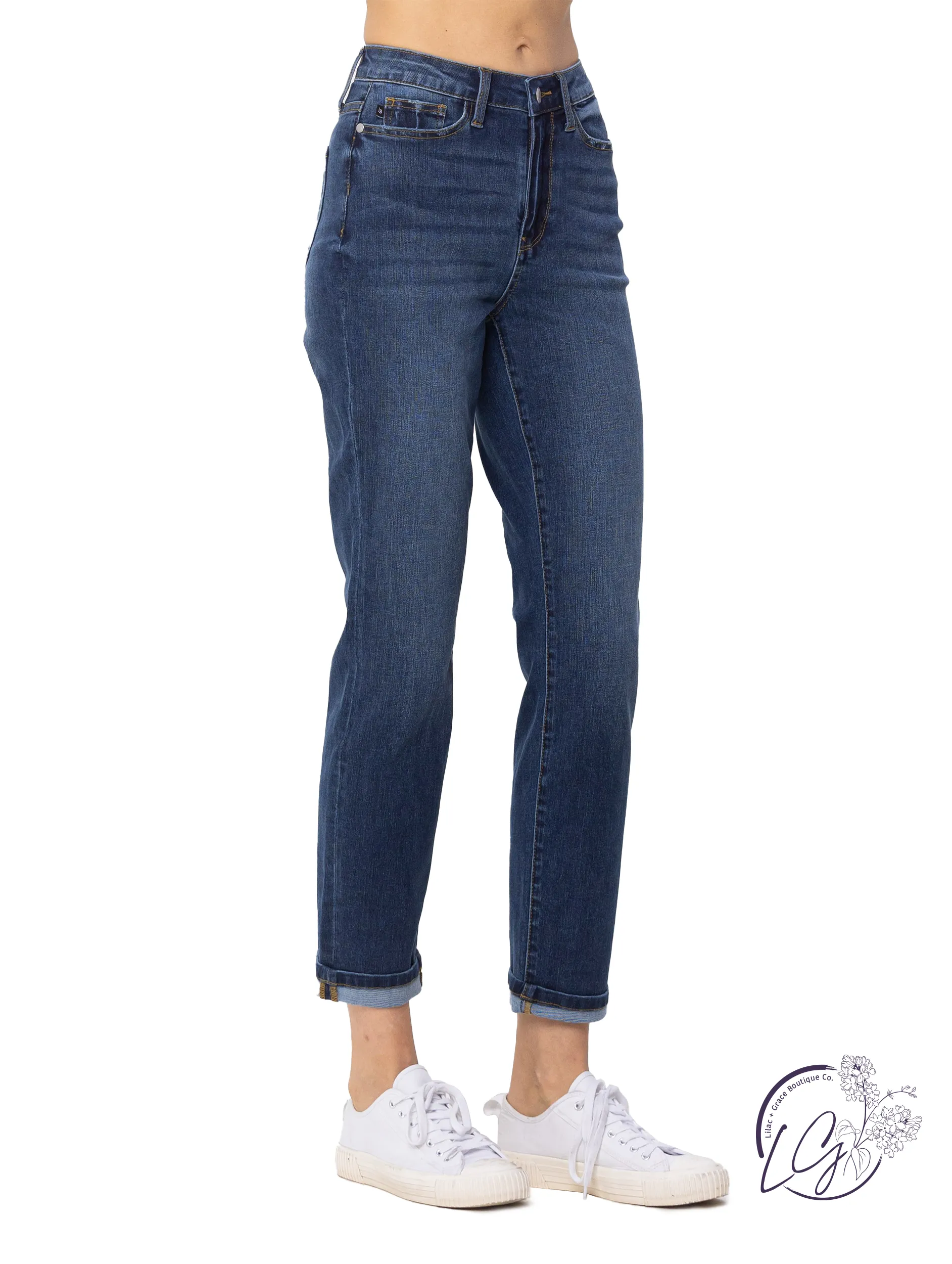 Margaret High-Waist Cool Denim Sustainable Cuff By Judy Blue