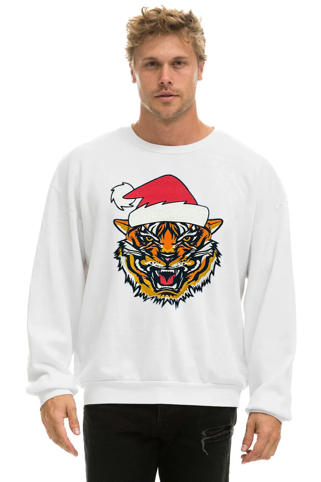 MEMBER EXCLUSIVE RELAXED SANTA TIGER SWEATSHIRT - WHITE