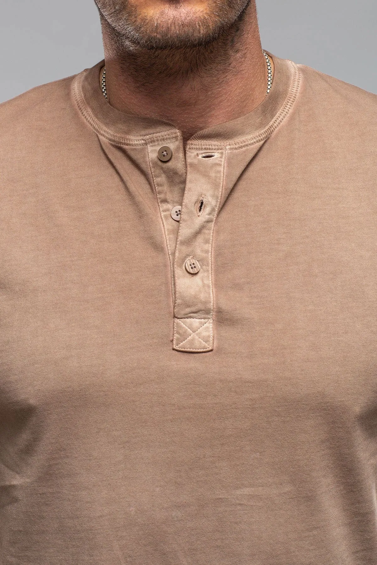 Mendocino Cotton SS Henley in Coffee