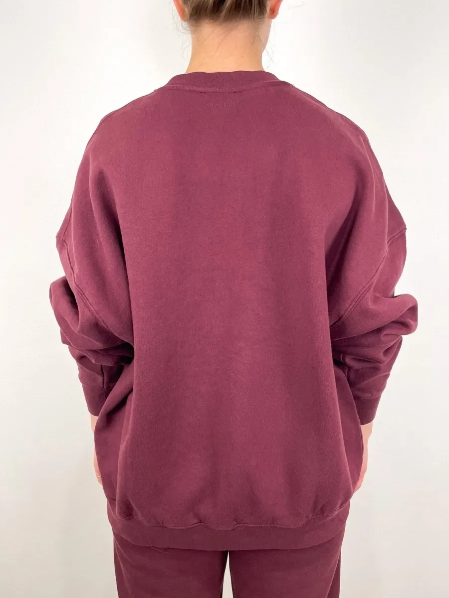 Miles Oversized Sweatshirt Letterman in Dark Burgundy