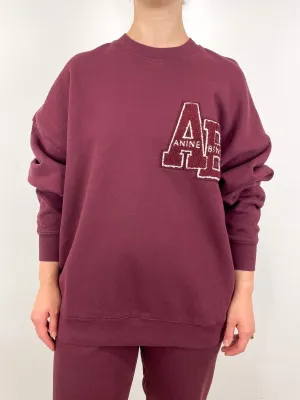 Miles Oversized Sweatshirt Letterman in Dark Burgundy