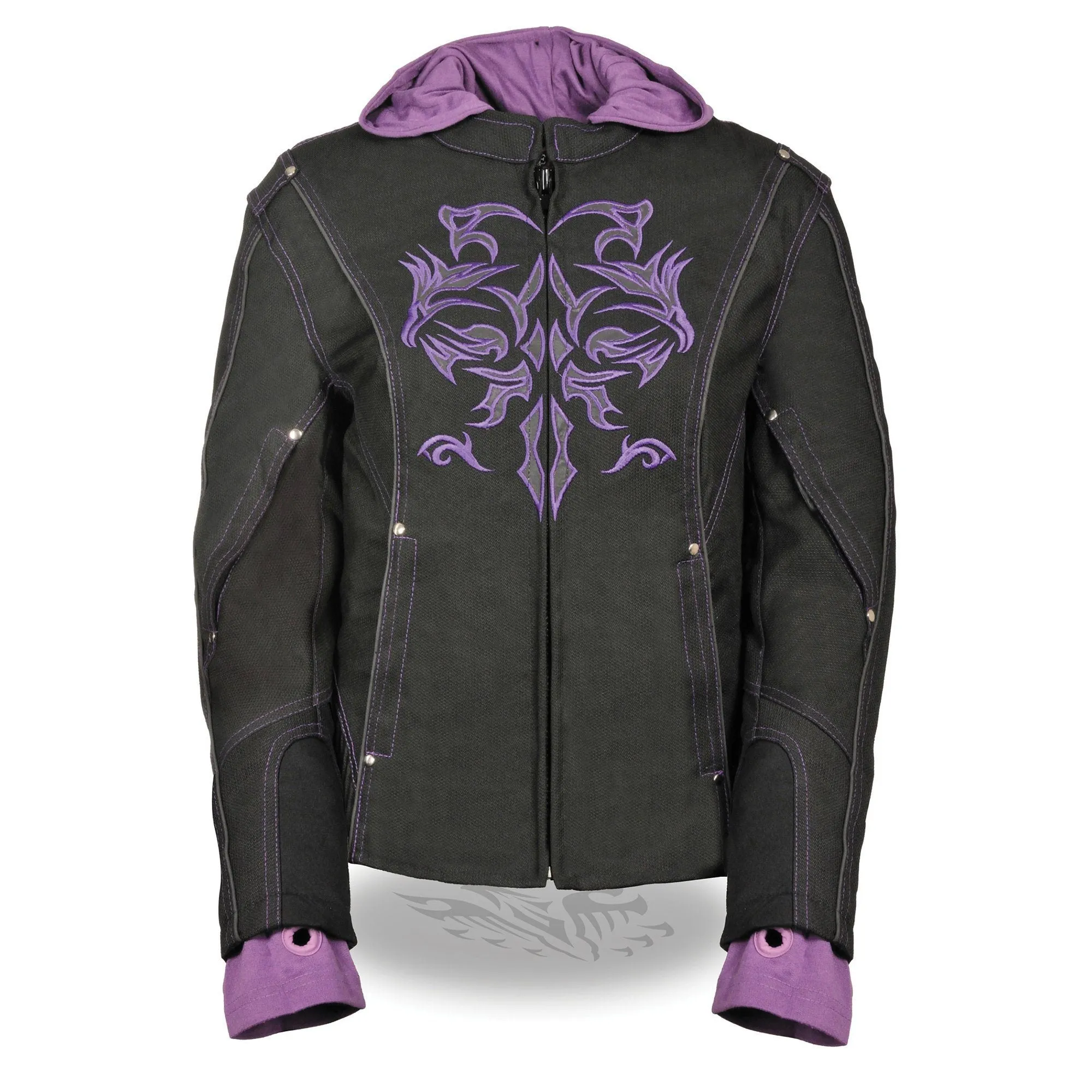 Milwaukee Performance Textile-MPL1967-Ladies 3/4 Leather Jacket with Reflective Tribal Detail