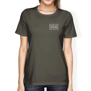 Mini USA Womens Dark Grey Short Sleeve Tee Simple Design Graphic