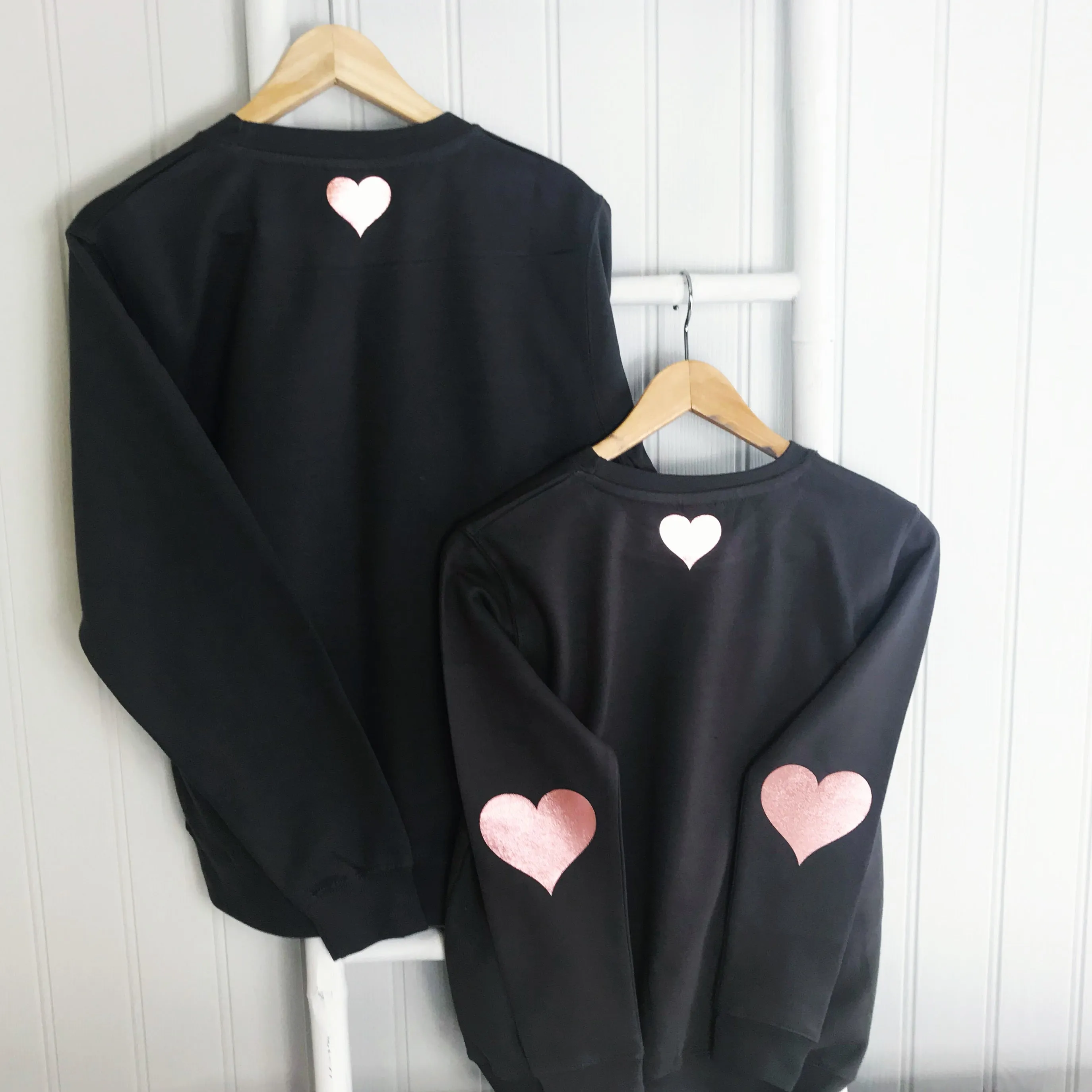 Mummy and Me Rose Gold LOVE HEART  Design GIFT SET  Long Sleeve Sweatshirts - Charcoal Grey or Black