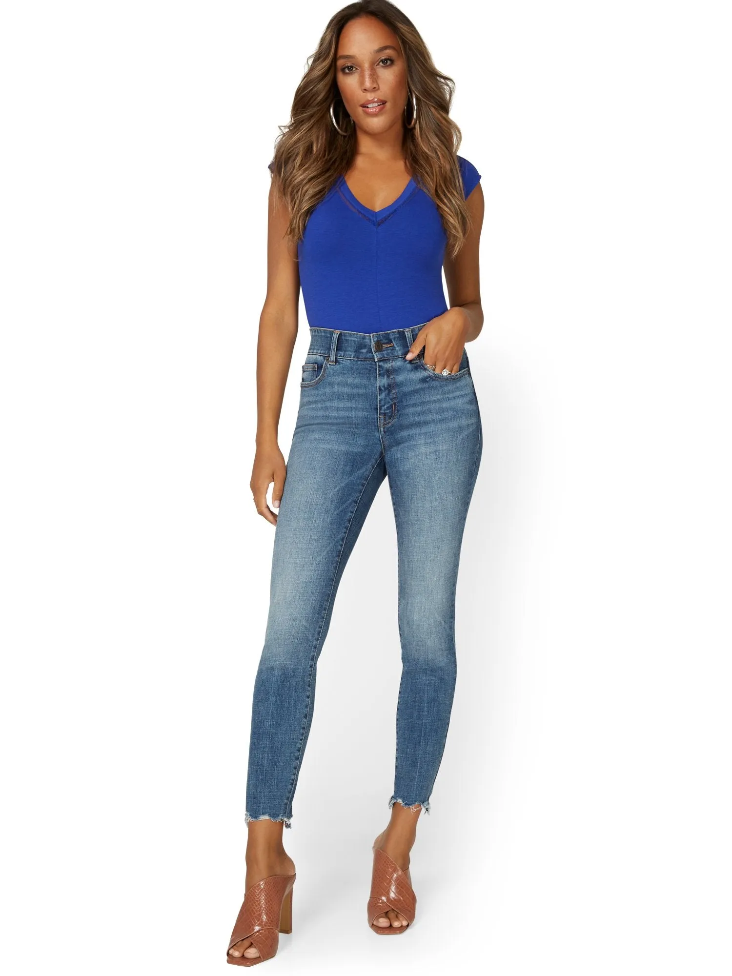 Mya Curvy High-Waisted Super-Skinny Jeans - Medium Wash