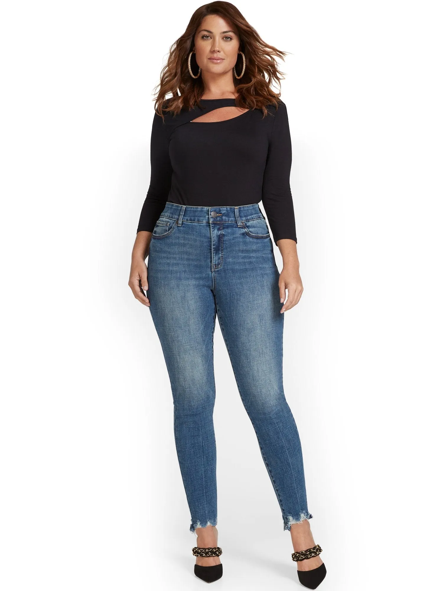 Mya Curvy High-Waisted Super-Skinny Jeans - Medium Wash