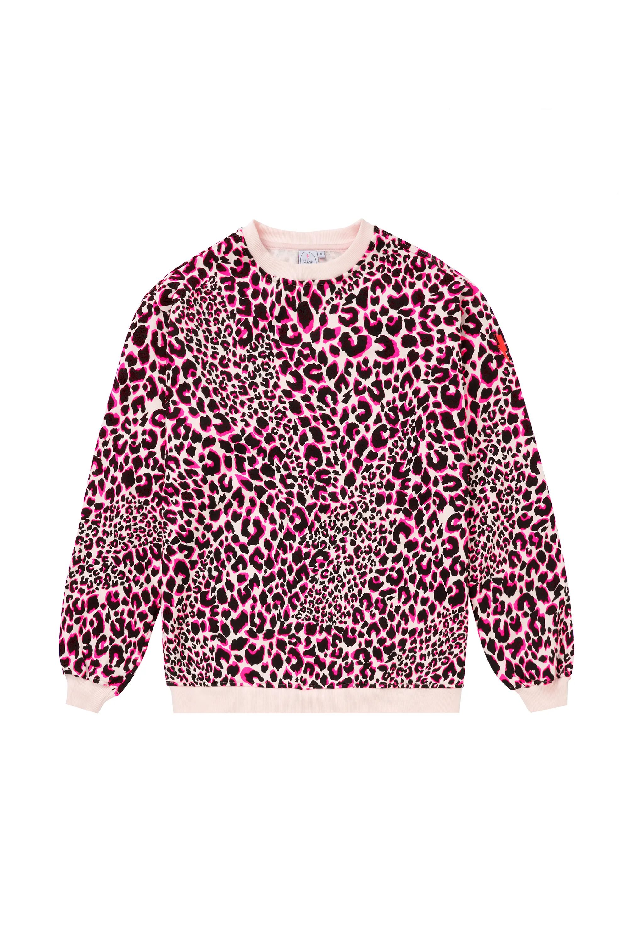 Neutral with Pink and Black Rock and Roll Leopard Oversized Sweatshirt