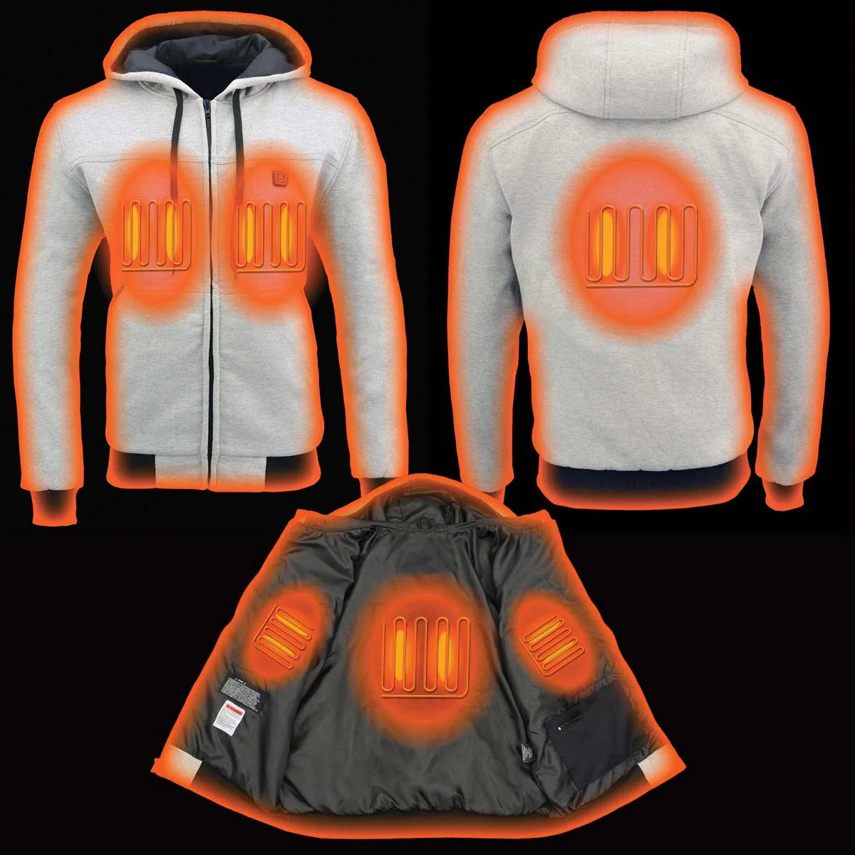 Nexgen Heat MPM1714SET Men's “Fiery’’ Heated Hoodie Silver Zipper