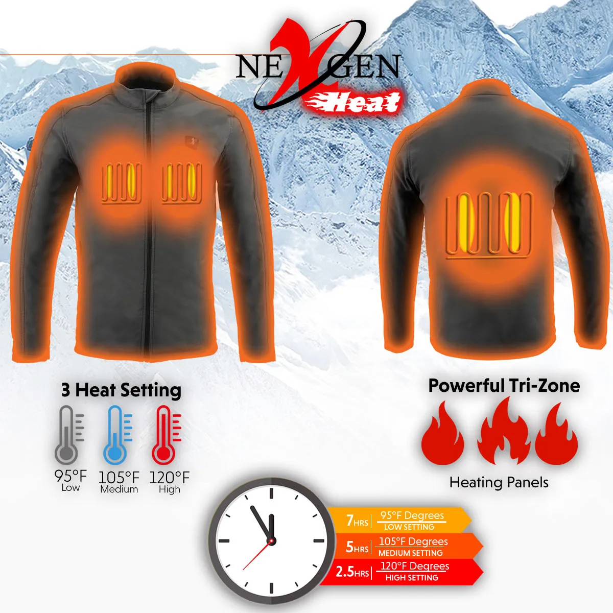 Nexgen Heat NXM1762SET Men’s Soft Shell Heated Jacket - Grey Standup