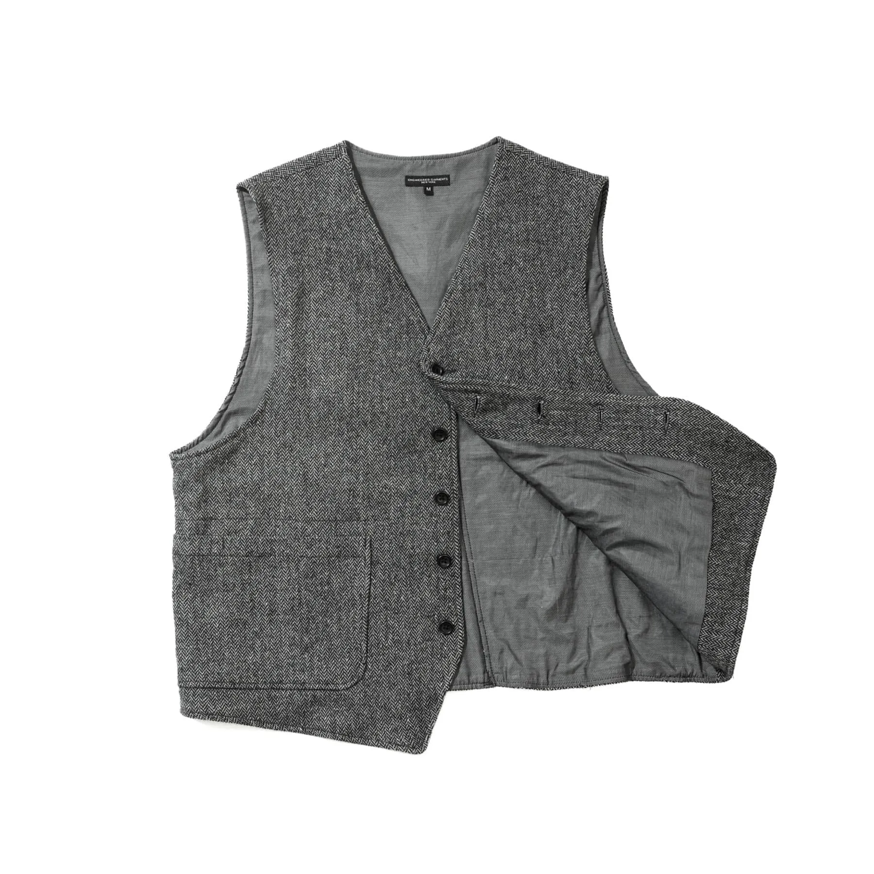 ODD Vest - Grey Poly Wool Herringbone