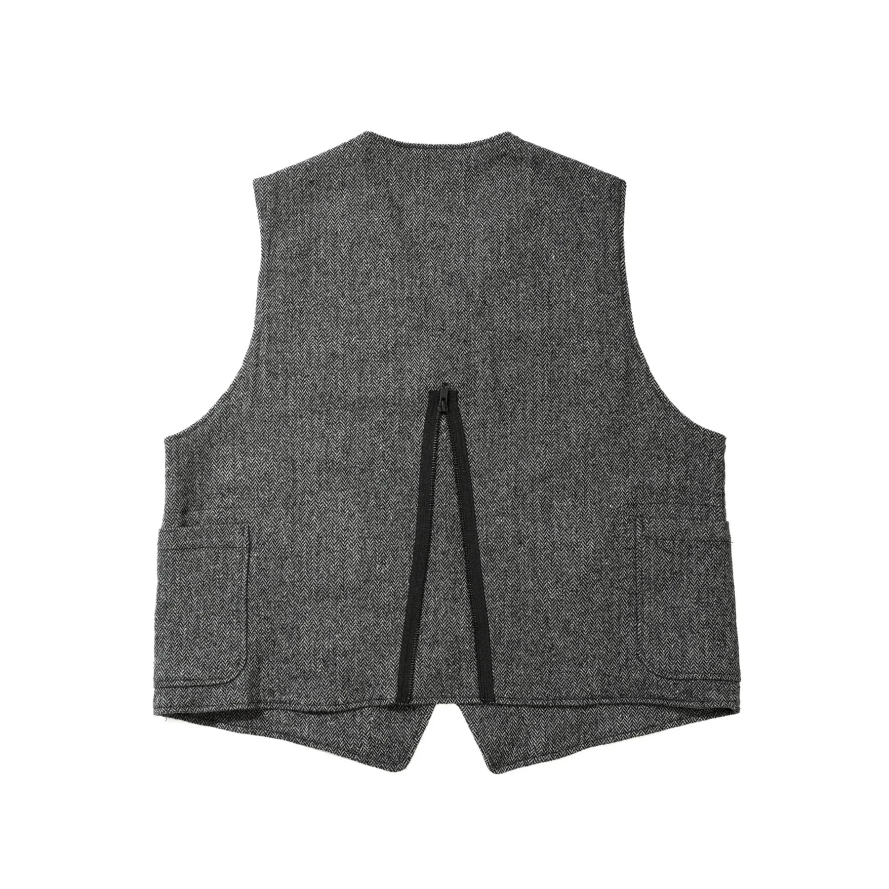 ODD Vest - Grey Poly Wool Herringbone