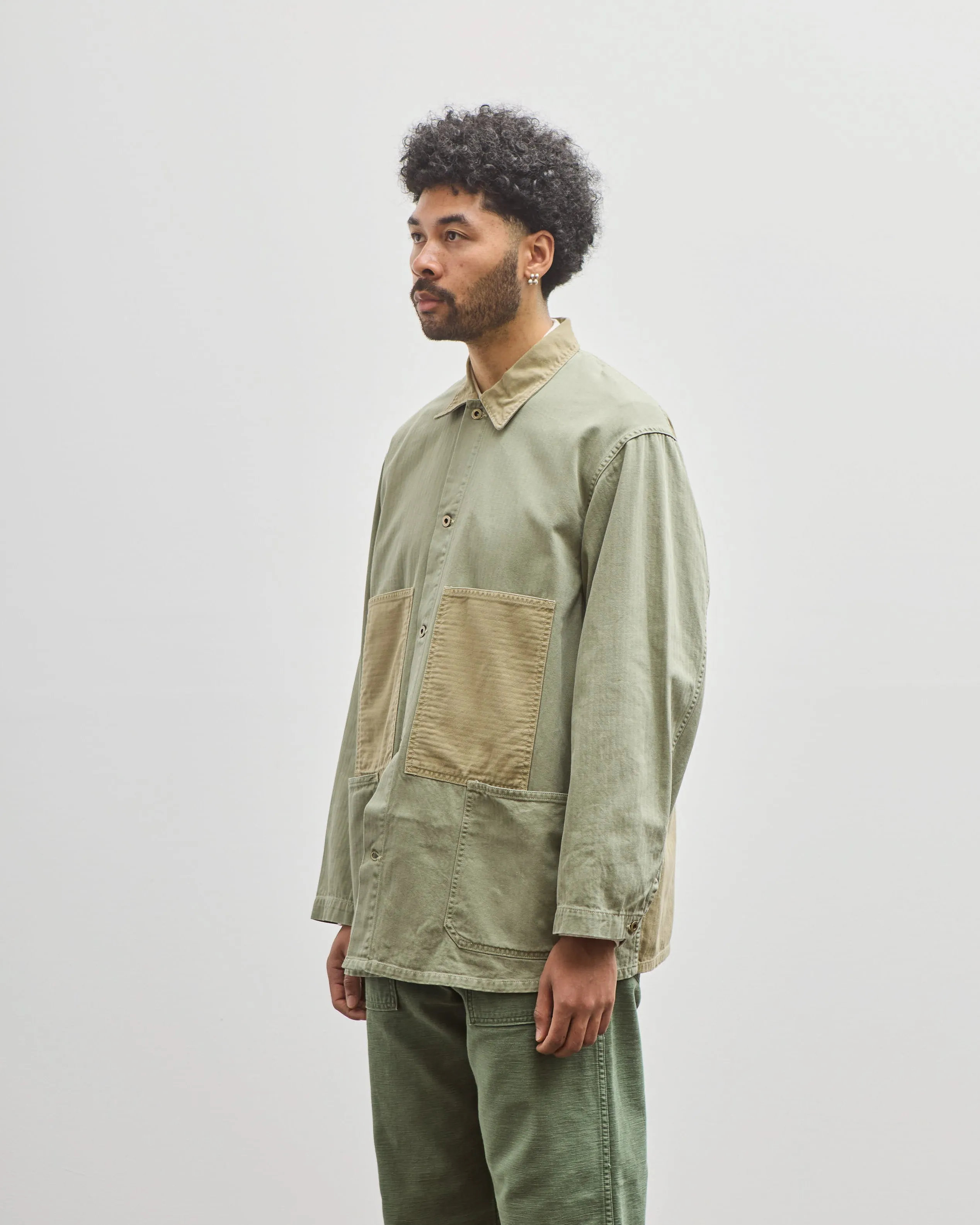 orSlow Unisex Utility Coverall, Green Herringbone