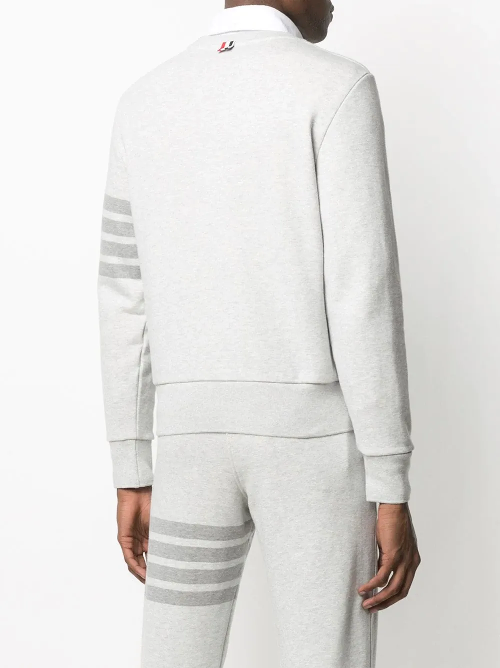 Pastel Grey Loopback Terry Tonal 4-Bar Relaxed Fit Crew Neck Sweatshirt