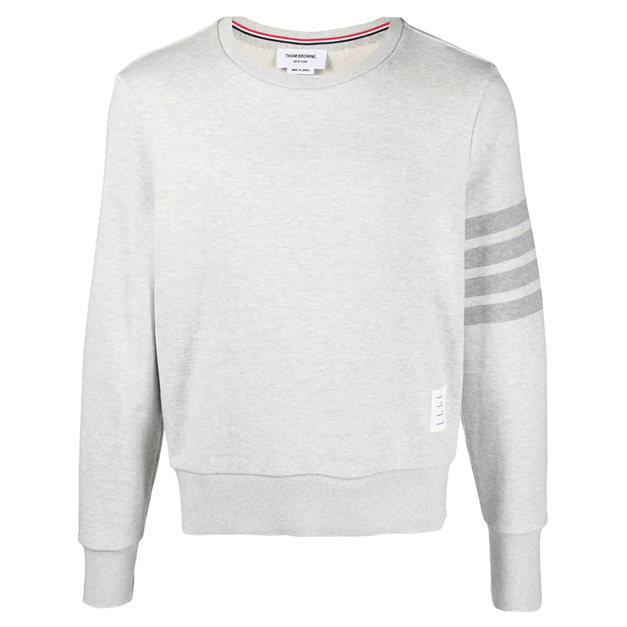 Pastel Grey Loopback Terry Tonal 4-Bar Relaxed Fit Crew Neck Sweatshirt