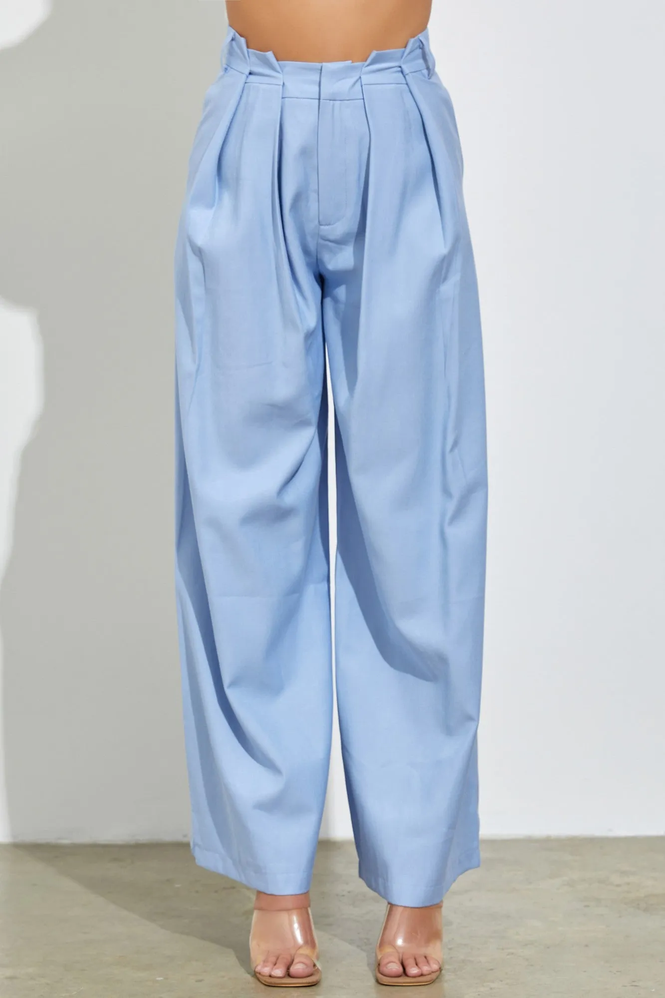 Periwinkle Paper Bag Wide Leg Pants