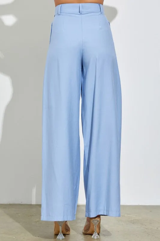 Periwinkle Paper Bag Wide Leg Pants