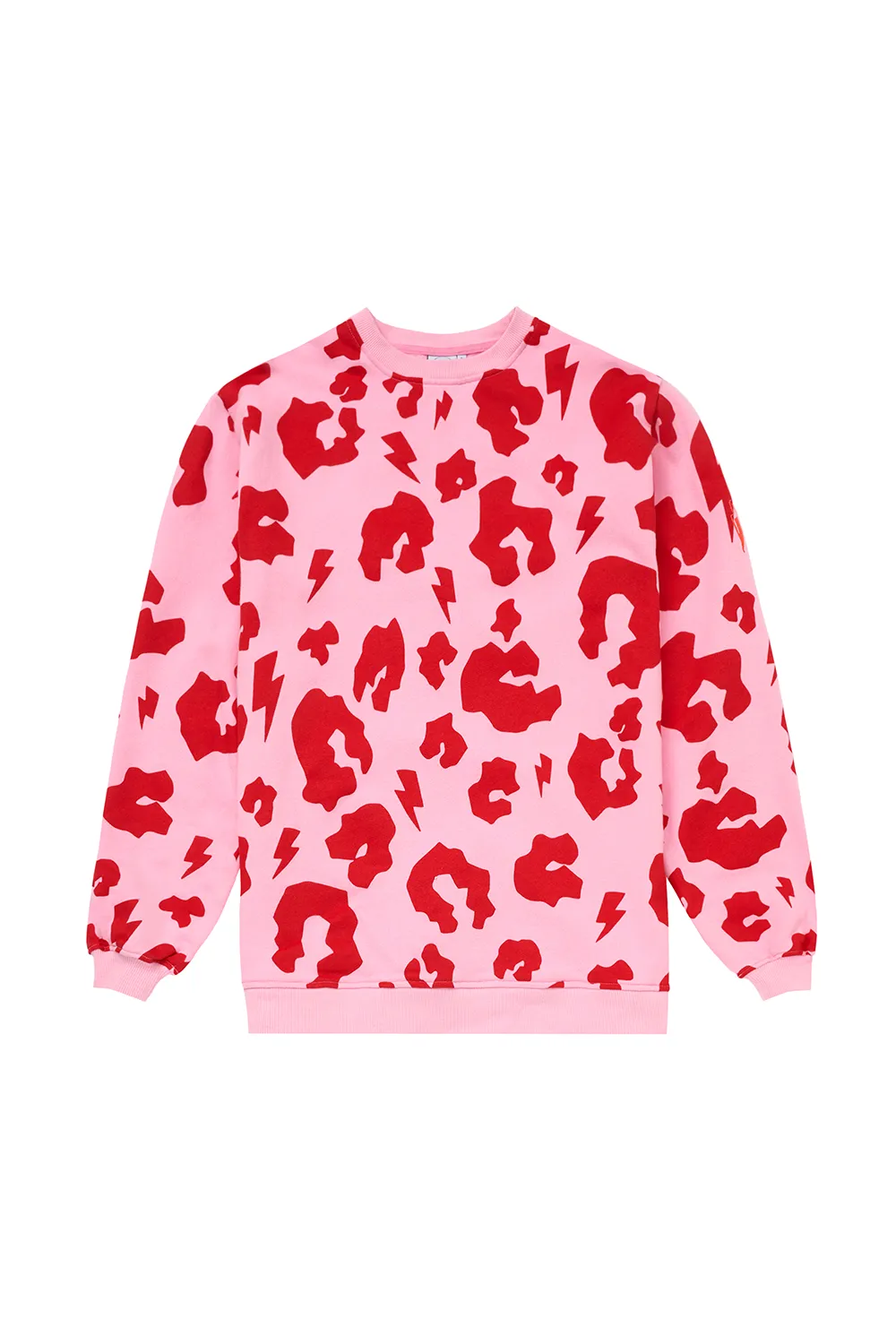 Pink with Red Mega Leopard Oversized Sweatshirt