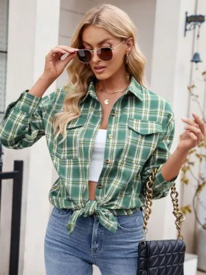 Plaid Button Up Long Sleeve Shirt - 7 Colors