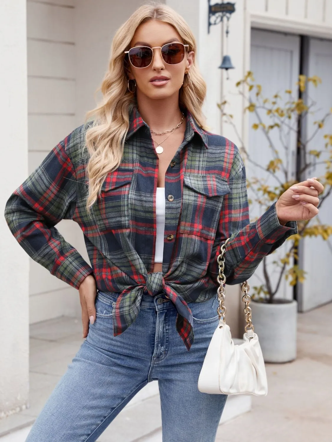 Plaid Button Up Long Sleeve Shirt - 7 Colors