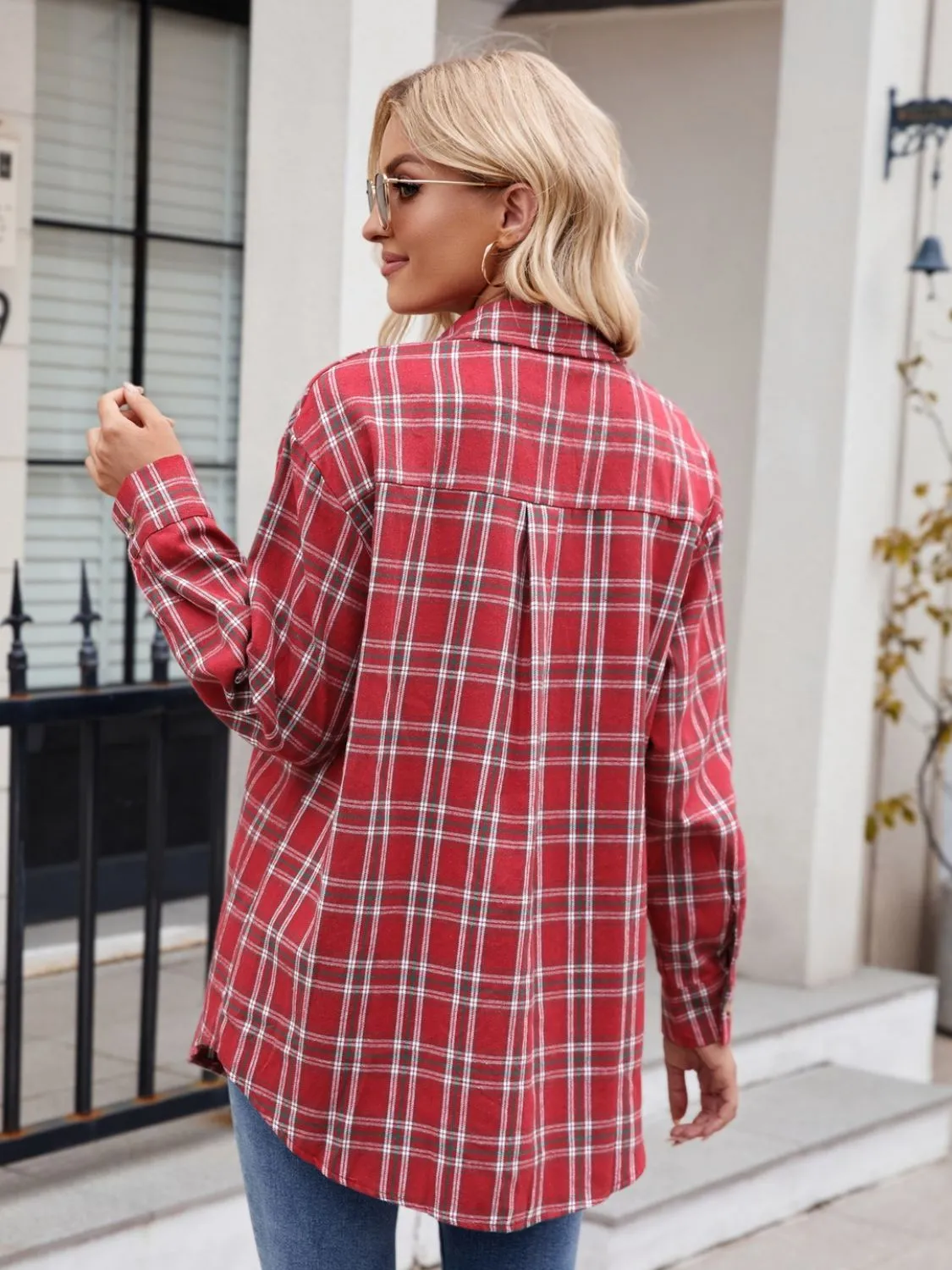 Plaid Button Up Long Sleeve Shirt - 7 Colors