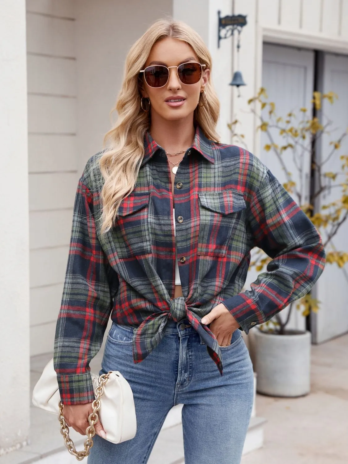 Plaid Button Up Long Sleeve Shirt - 7 Colors