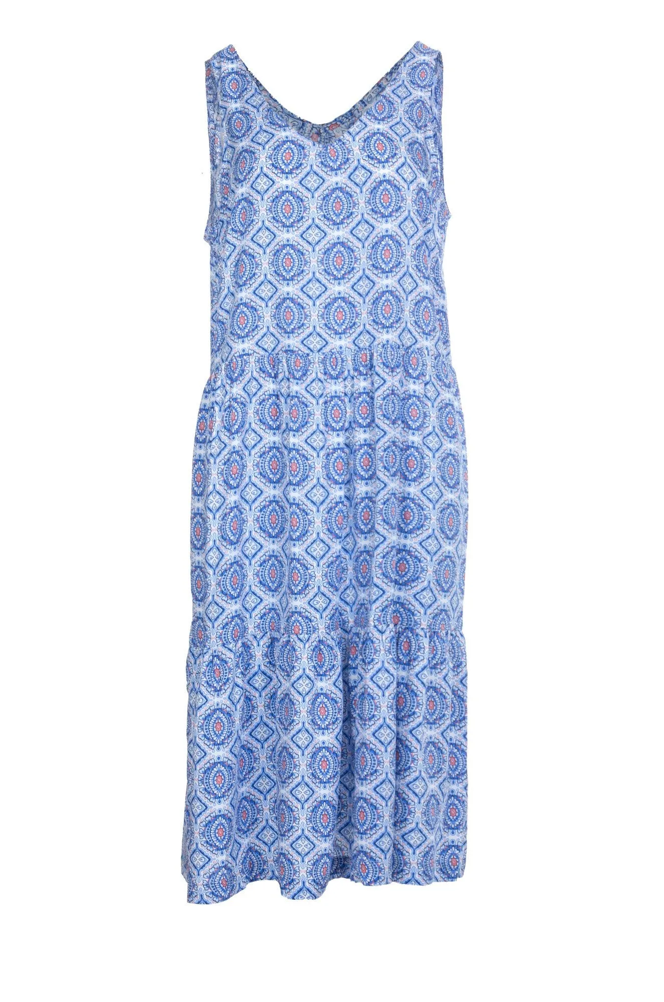 Printed Viscose sleeveless Dress | Sky Mosaic | 3347A1