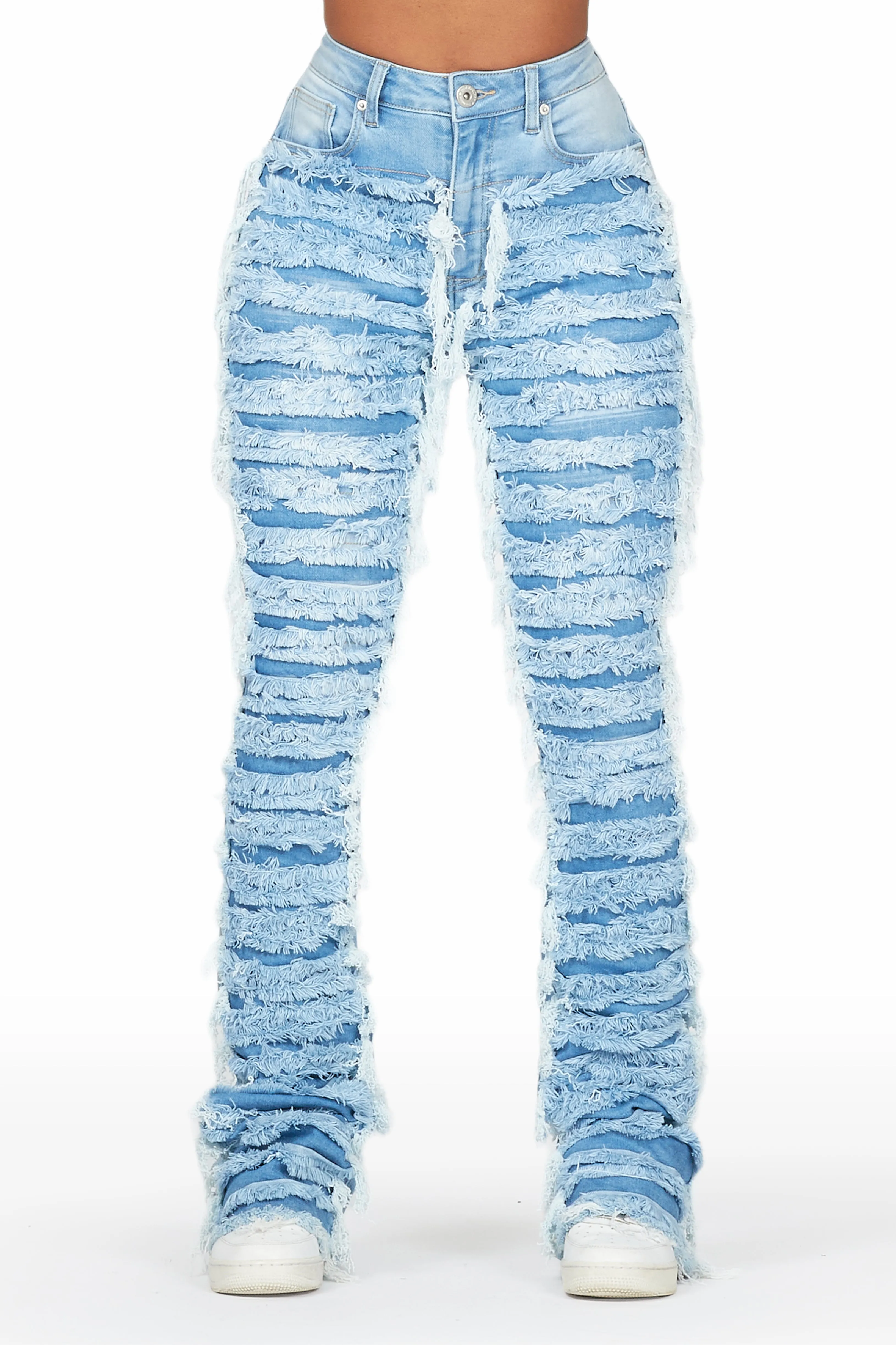 Raeven Light Blue Stacked Flare Jean