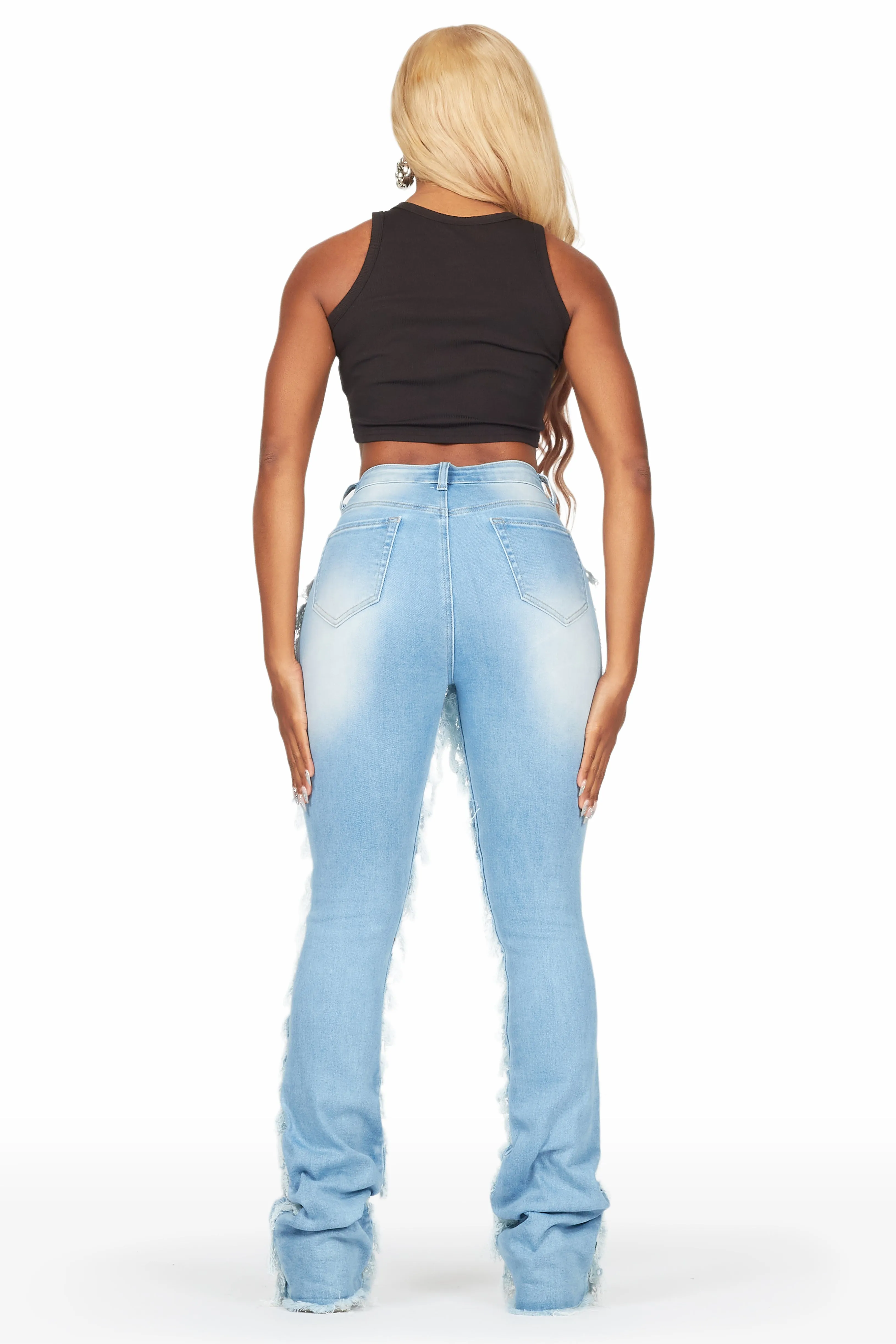 Raeven Light Blue Stacked Flare Jean