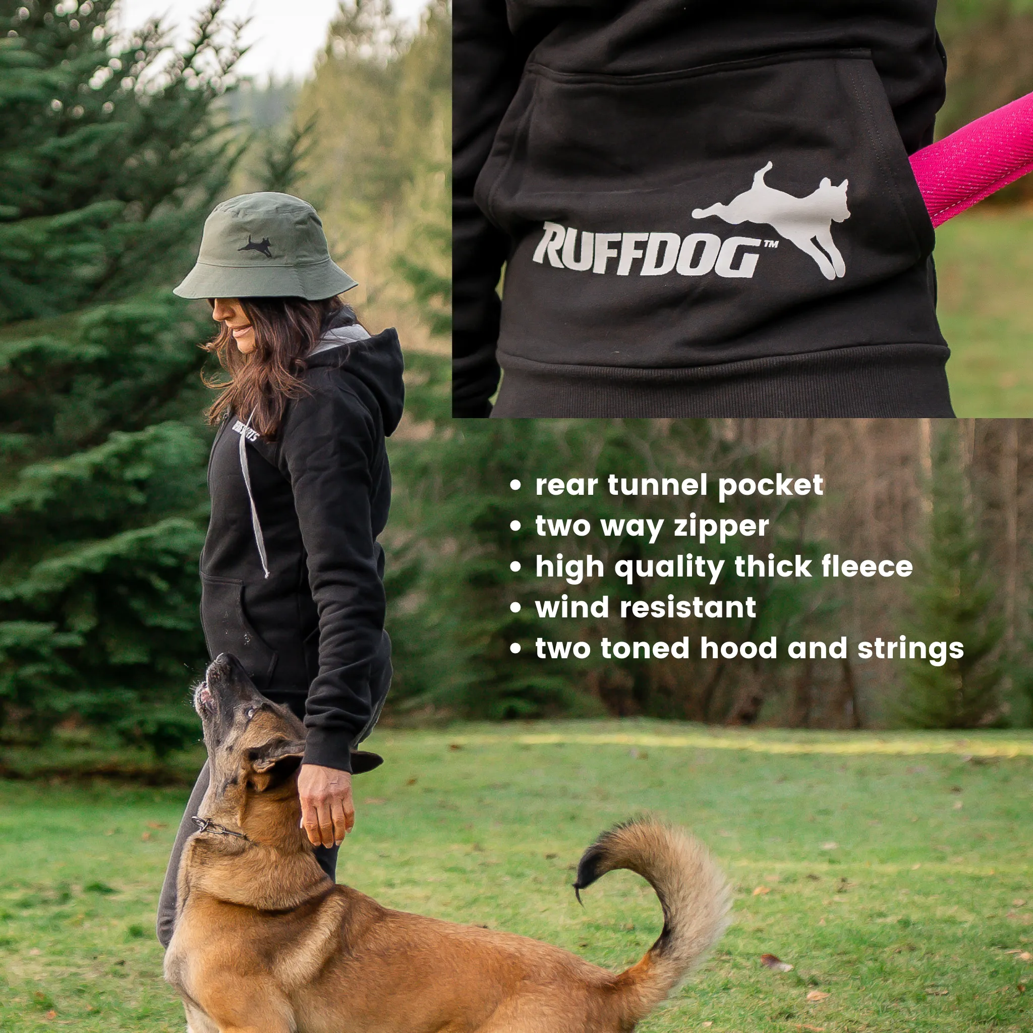 Ruffdog ODIN Hooded Fleece Dog Trainer Jacket OLIVE