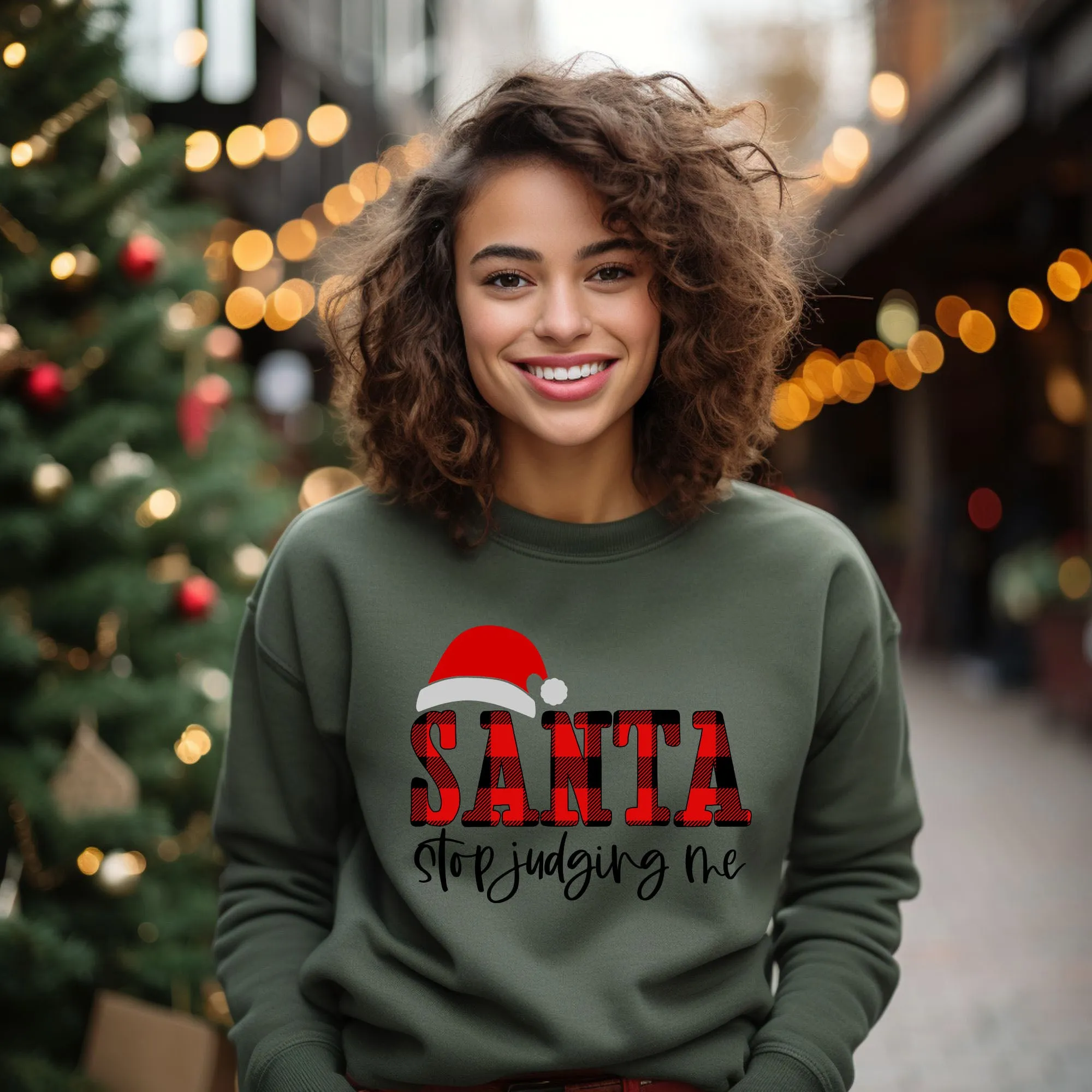 Santa Stop Judging Me Plaid | Sweatshirt