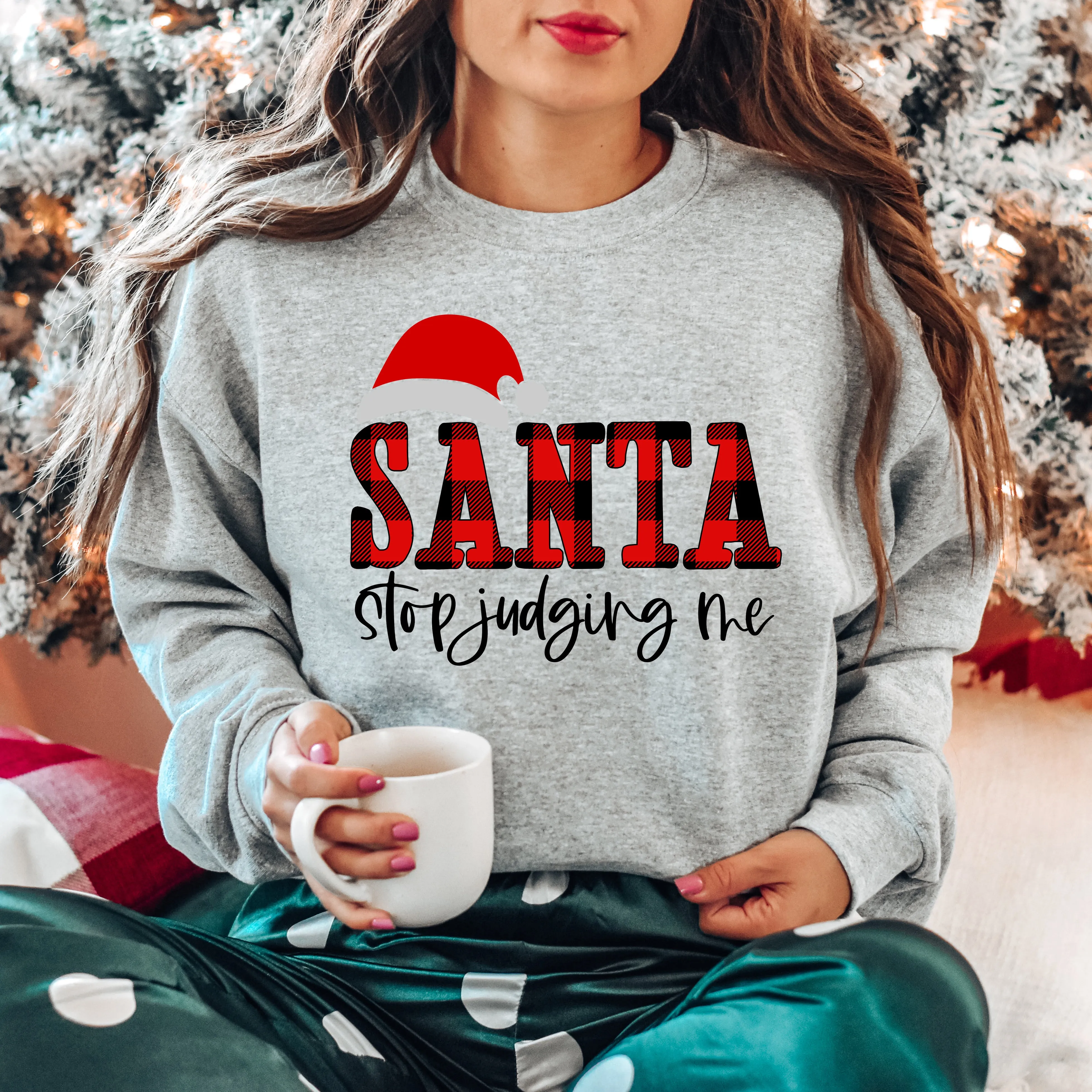 Santa Stop Judging Me Plaid | Sweatshirt