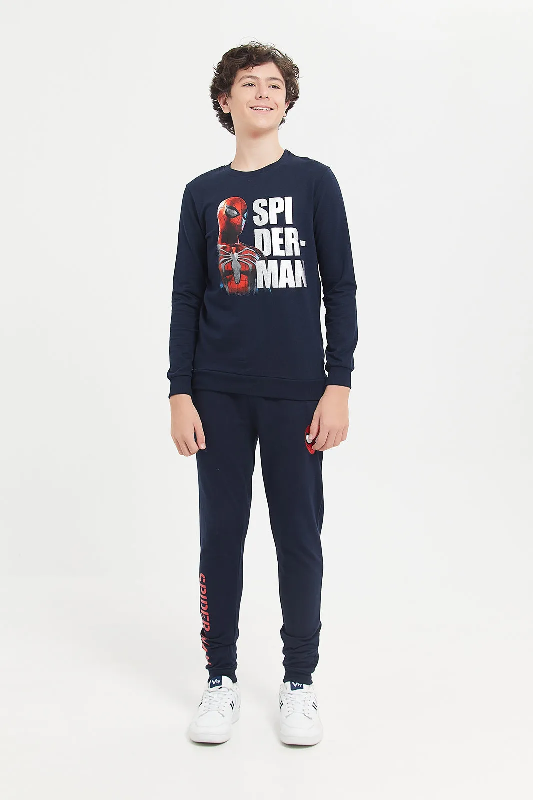 Senior Boys Navy Spiderman Sweatshirt