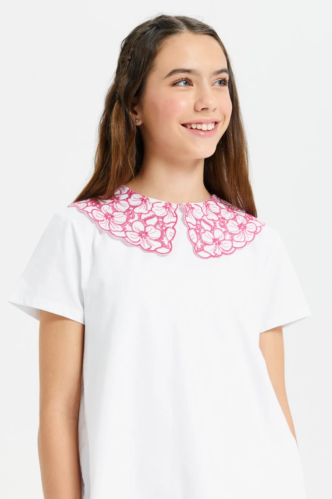 Senior Girls White Peter Pan Collar Blouse