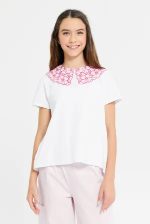 Senior Girls White Peter Pan Collar Blouse