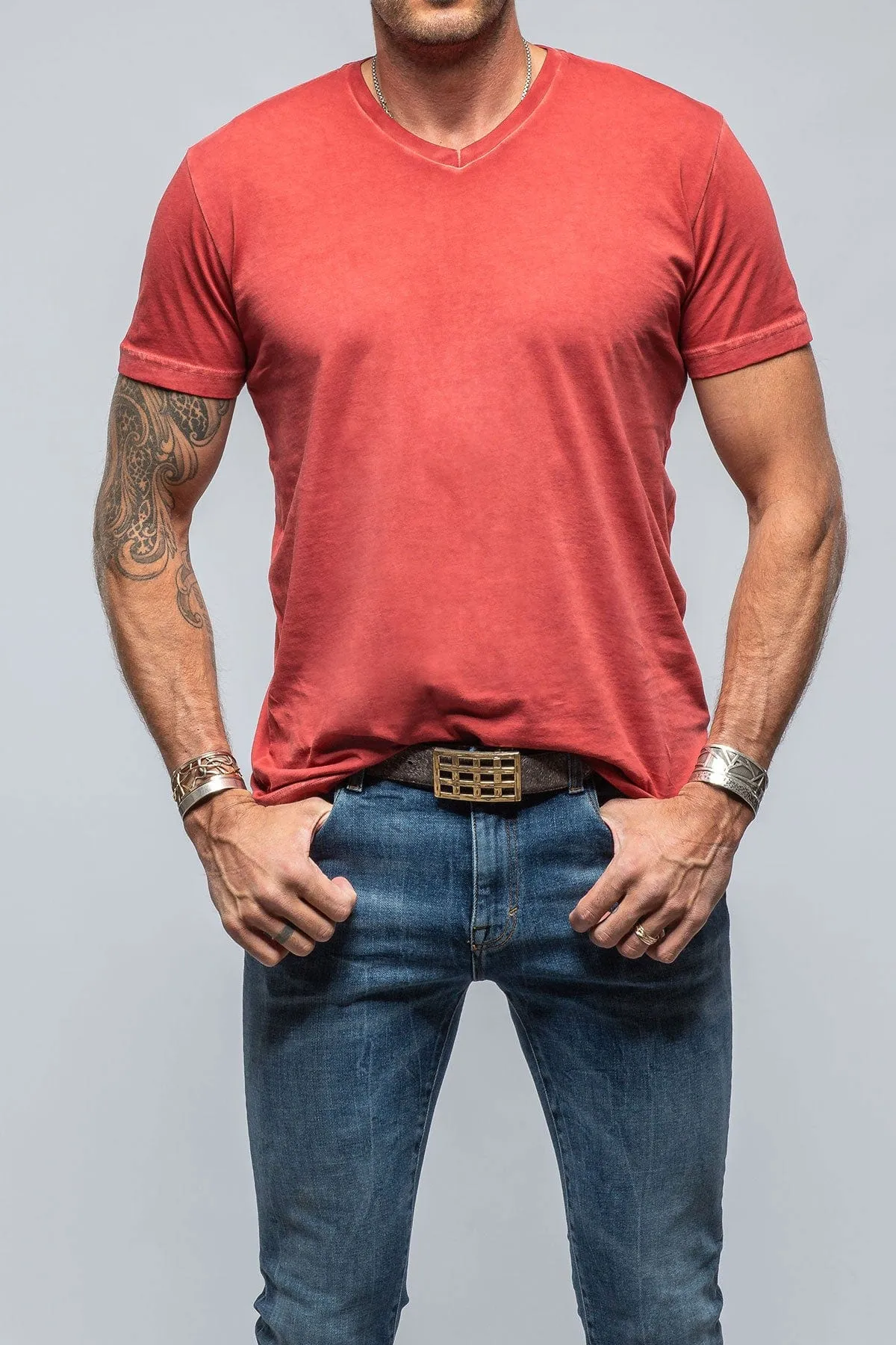 Siena Cotton V Neck In Red