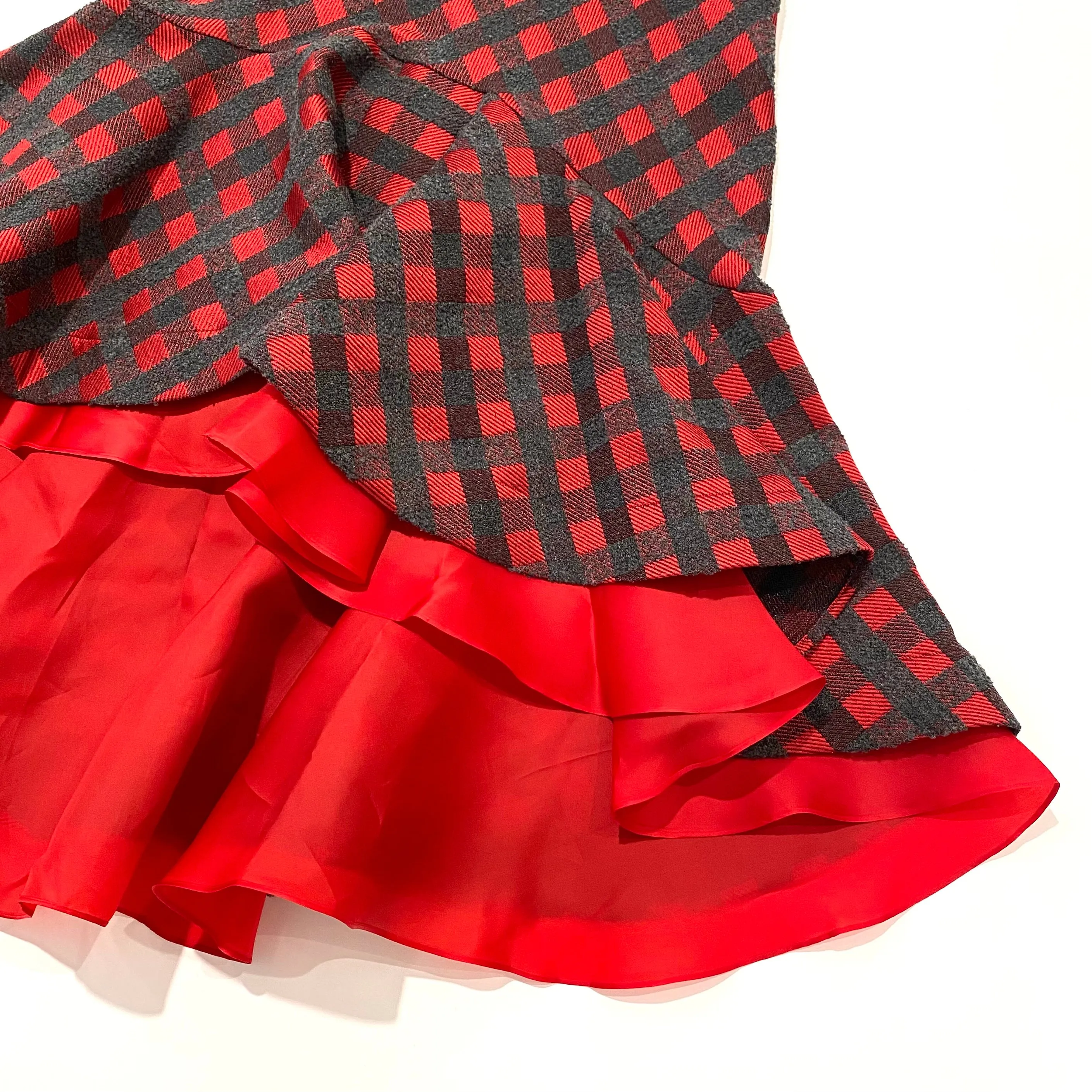 Silvia Tcherassi Red Check Fishtail Skirt