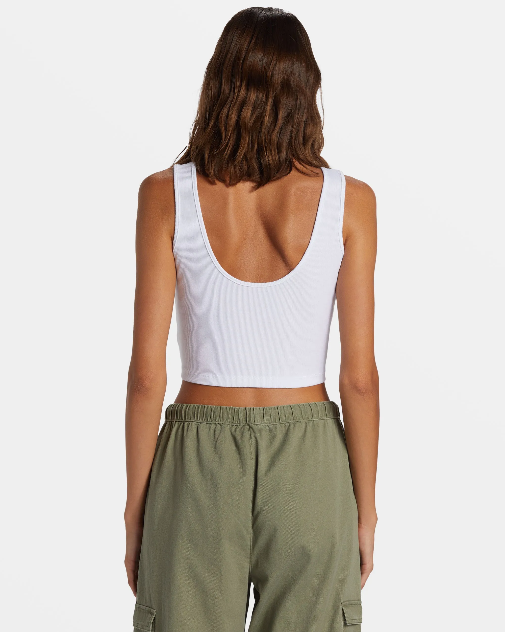 Simple Surf Dive In Cropped Tank Top - Egret