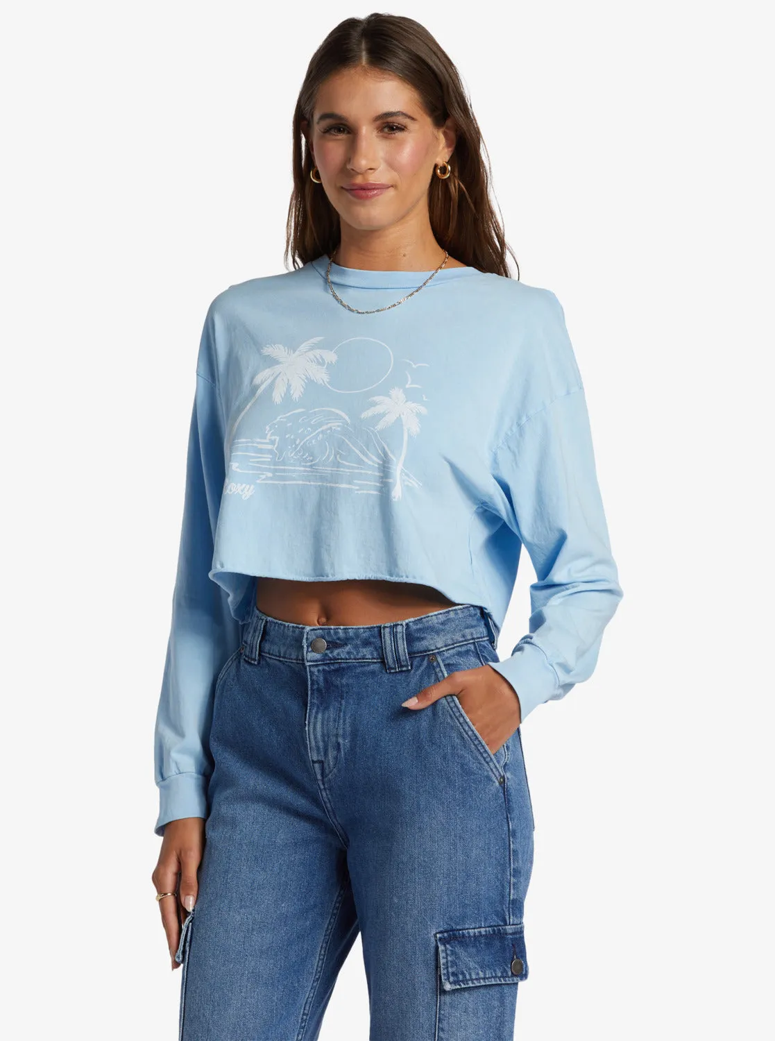 Simple Surf Oversized Long Sleeve T-Shirt - Clear Sky