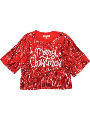 Simply Southern Preppy Sequins Merry Christmas Top