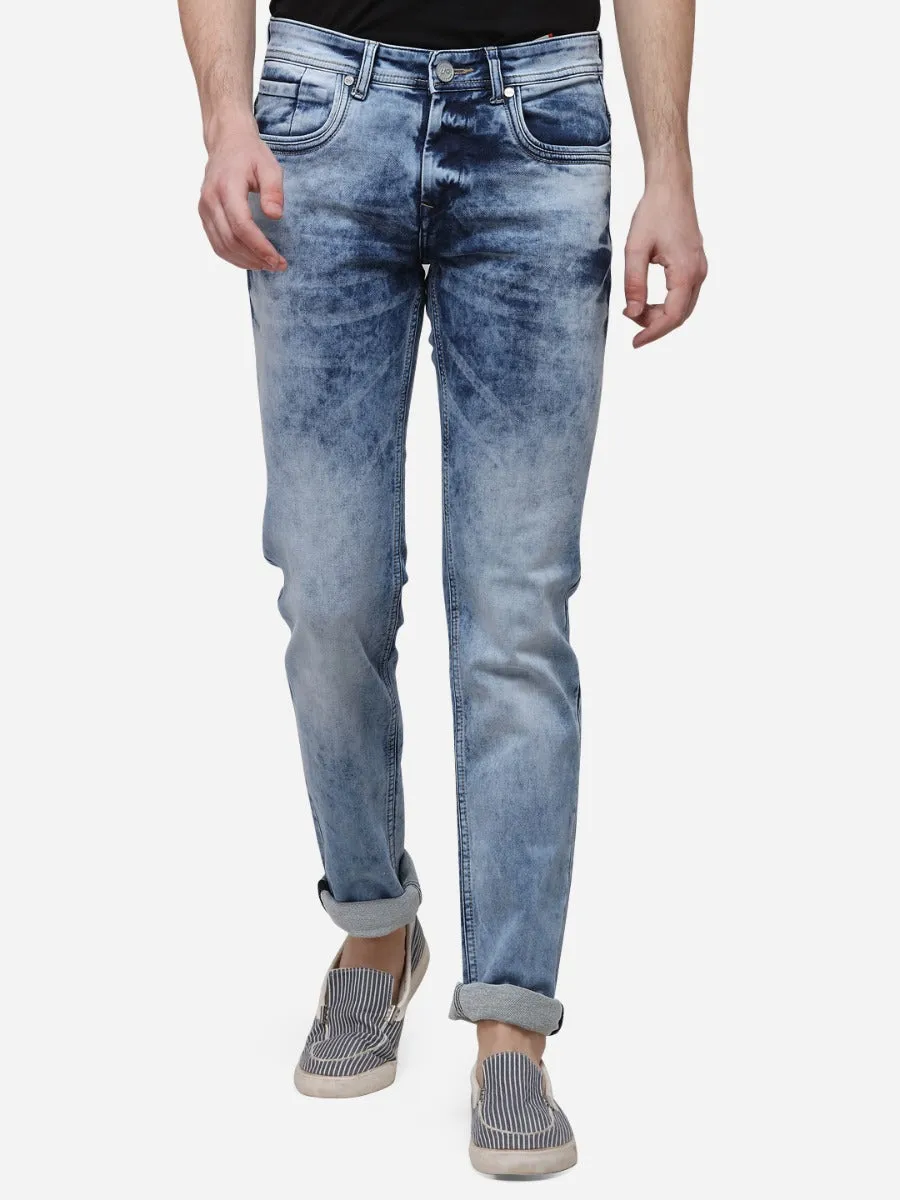 Sky Blue Solid Slim Fit Jeans | JadeBlue