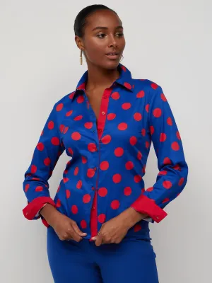 Tall Polka-Dot Button-Front Secret Snap - NY&C Madison Shirt®