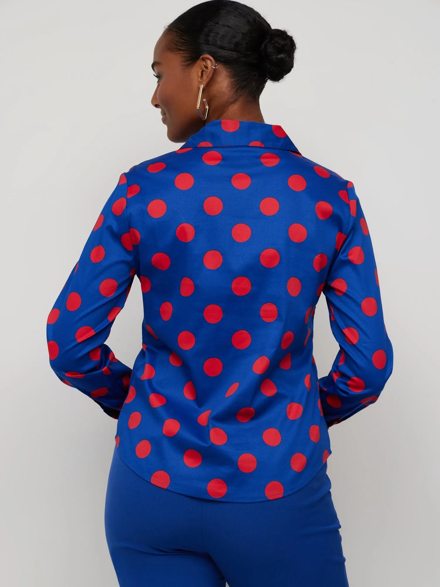 Tall Polka-Dot Button-Front Secret Snap - NY&C Madison Shirt®