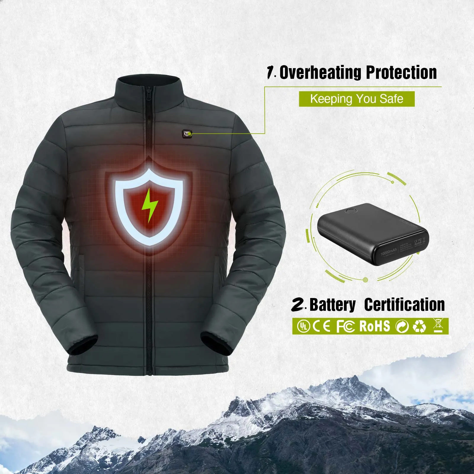 TideWe® Men's 3-in-1 Black Heated Jacket