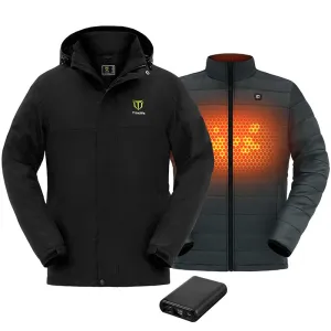 TideWe® Men's 3-in-1 Black Heated Jacket