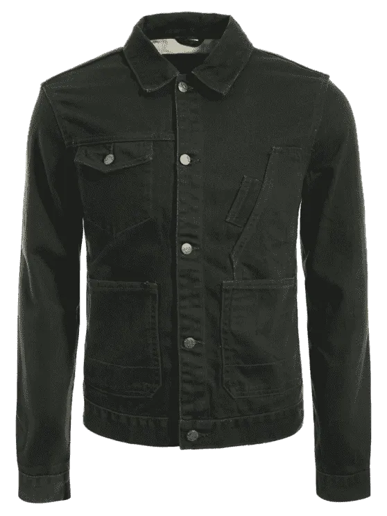 Trendy Slim Fit Front Pockets Denim Jacket