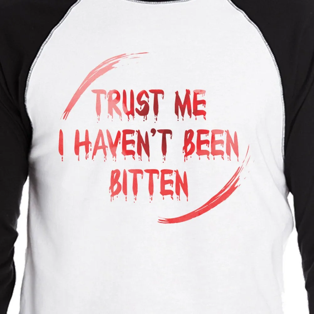 Trust Me I Haven't Been Bitten Blood Mens Black And White BaseBall Shirt