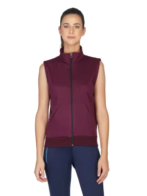 UZARUS Women's Half Sleeves Cotton Fleece Premium Jacket (XL, WINE)