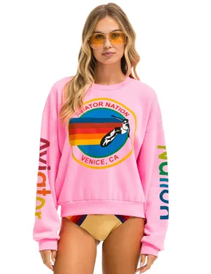 Venice Relaxed Crew Sweatshirt, Neon Pink