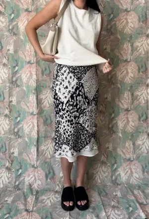 Vintage Silk Floral Diamond Print Skirt