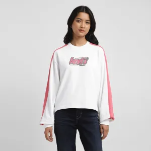 Women's Brand Logo White Crew Neck Sweatshirt